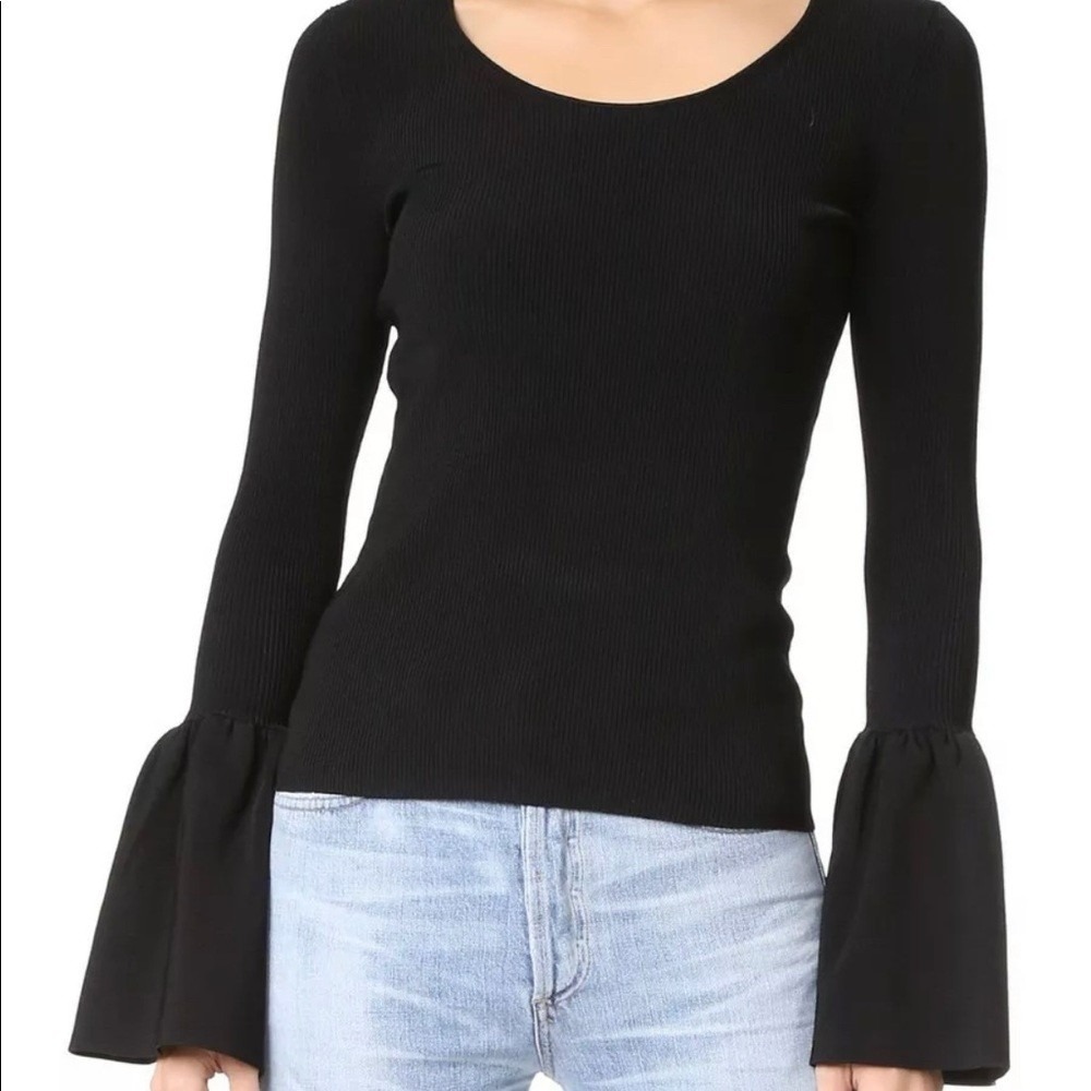 ELIZABETH AND JAMES Sweater Womens Small Pink Willow Ribbed Bell Sleeve Pullover